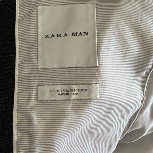 Zara Blazer Mens Black 2 Button Single Breasted Sports Coat Sz 38 rayon blend - Picture 7 of 8